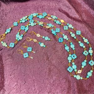 Evil Eye One-Of-A-Kind Magnesite Chain Necklace/Earring Set (2 pairs)